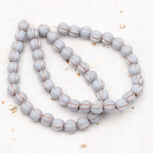 Load image into Gallery viewer, 6mm Periwinkle with a Metallic Beige Wash Large Hole Melon Bead Strand
