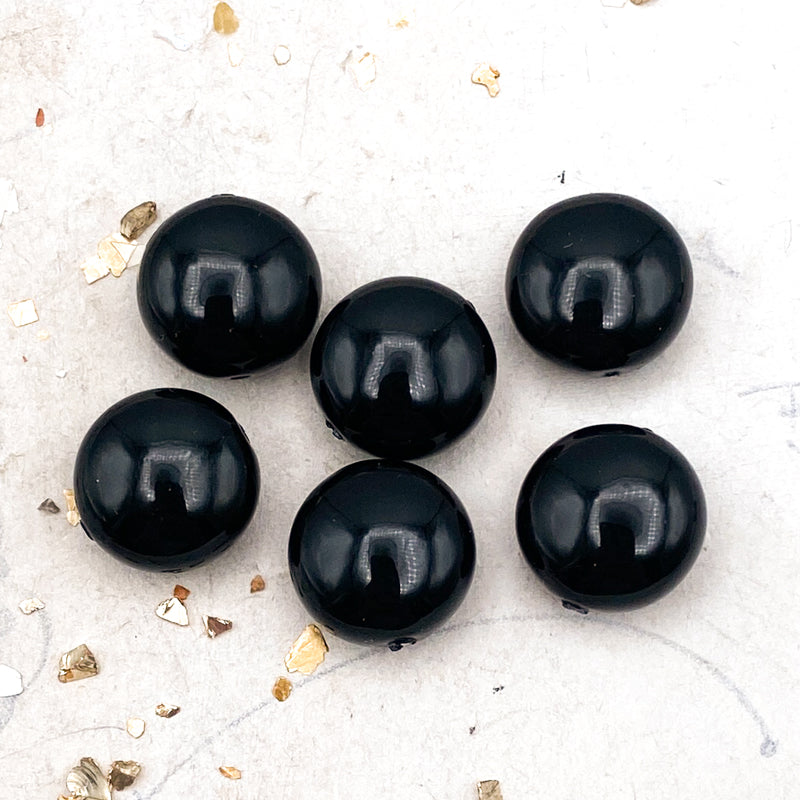 14mm Mystic Black Premium Austrian Crystal Pearls - 6pcs