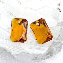 Load image into Gallery viewer, 16mm Austrian Crystal Topaz Emerald Cut Pendant - 2pcs
