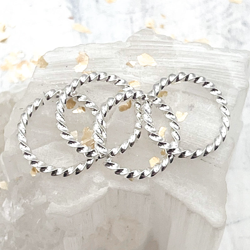 16mm Sterling Silver Grande Rope Jump Rings - 4 Pcs