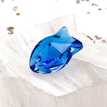 Load image into Gallery viewer, 18mm Capri Blue Austrian Crystal Fish Pendant
