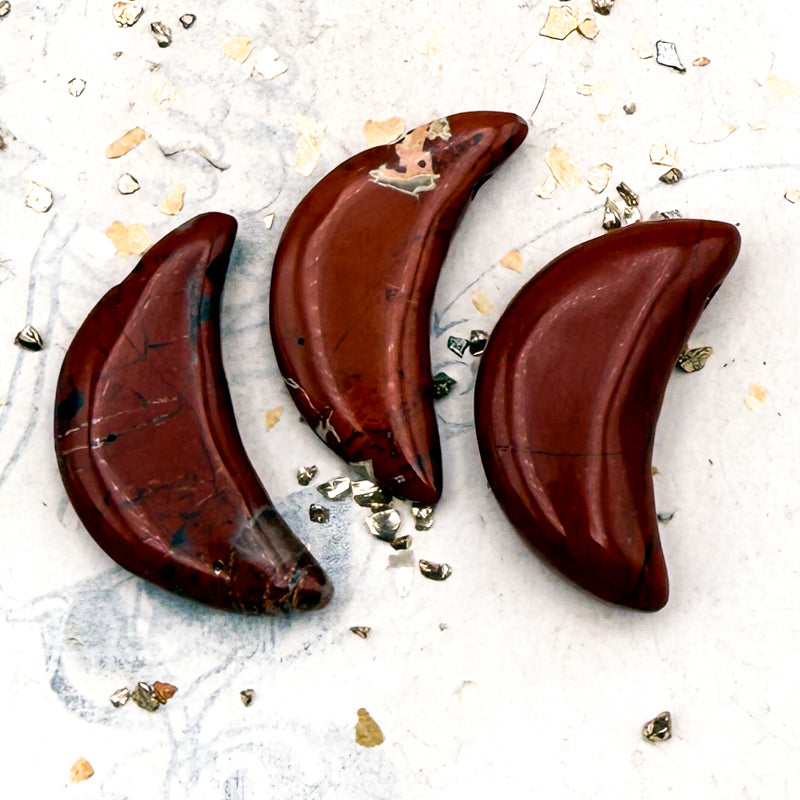 Red Creek Jasper Crescent Moon Bead