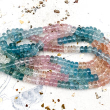 Load image into Gallery viewer, Pre-Order Faceted Aqua Multi Faceted Roundel Bead Strand
