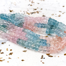 Load image into Gallery viewer, Pre-Order Faceted Aqua Multi Faceted Roundel Bead Strand
