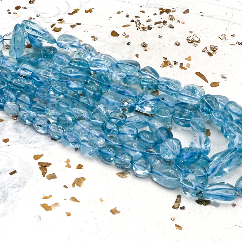 Pre-Order Aqua Smooth Nuggets Bead Strand