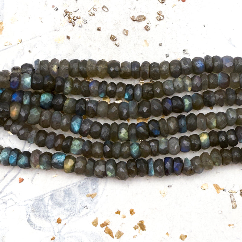 Pre-Order Faceted Roundel Labradorite Bead Strand-K