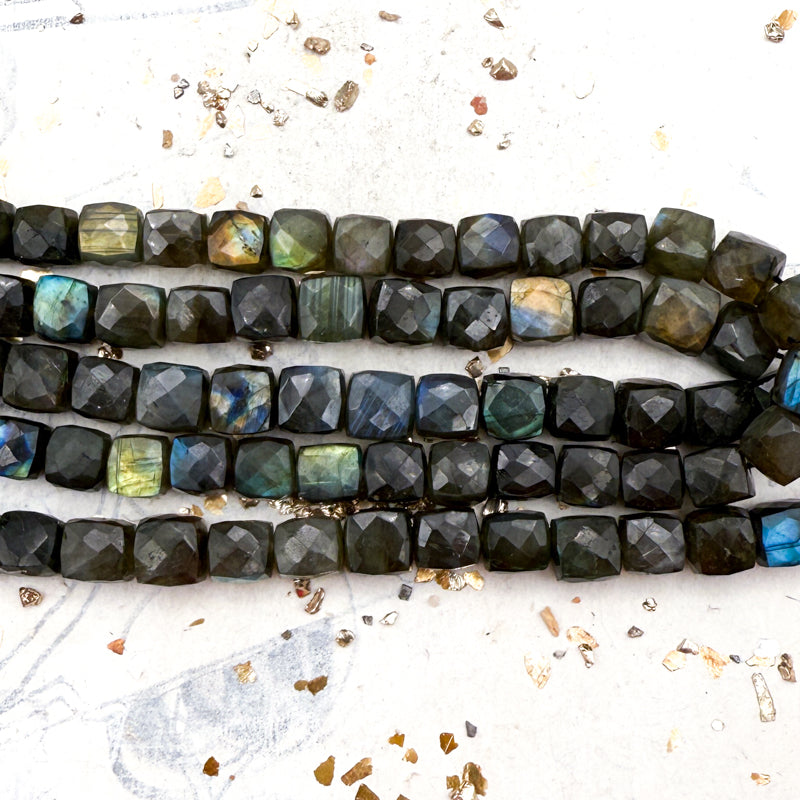 Pre-Order Cube Labradorite Bead Strand-A