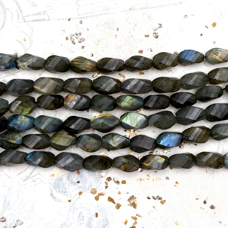 Pre-Order Twisted Oval Labradorite Bead Strand-F