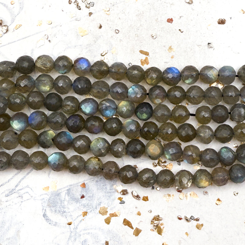 Pre-Order Faceted Round Labradorite Bead Strand-J