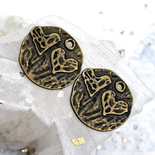 Load image into Gallery viewer, Antique Brass Love is in the Air Charm Pair
