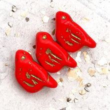 Load image into Gallery viewer, 11x22mm Bird Fluorescent Red with Gold Wash
