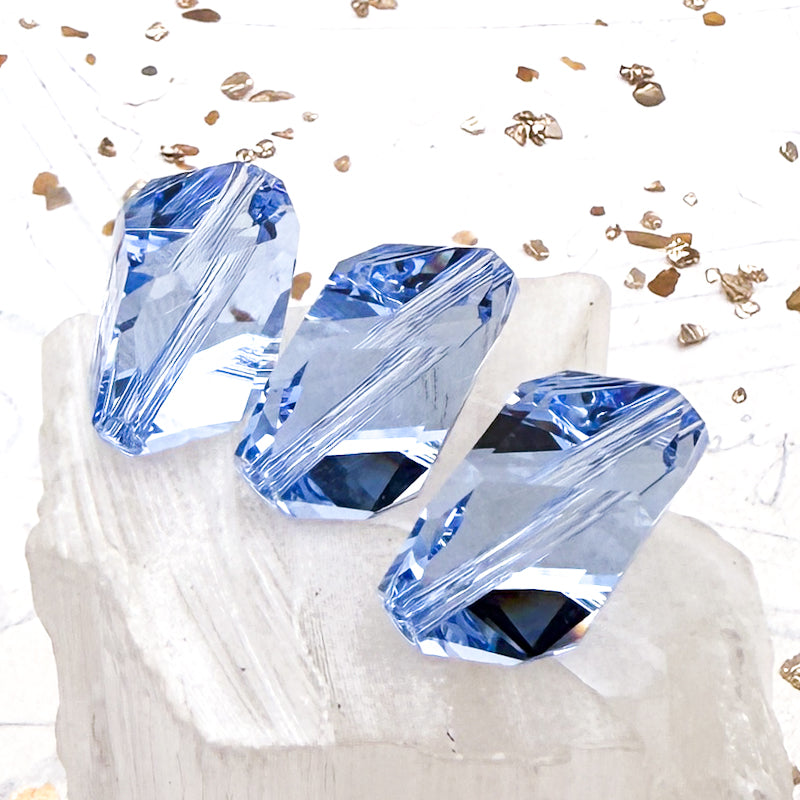 Pre-Order 20x13.5mm Light Sapphire Austrian Crystal Cubist Beads - 3pcs