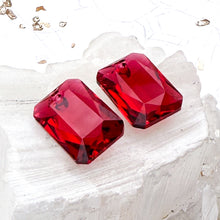 Load image into Gallery viewer, 16mm Austrian Crystal Scarlet Emerald Cut Pendant - 2pcs
