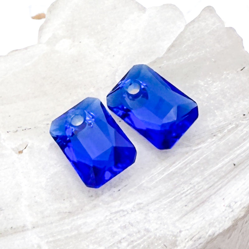 9mm Majestic Blue Austrian Crystal Emerald Cut Pendant - 2pcs