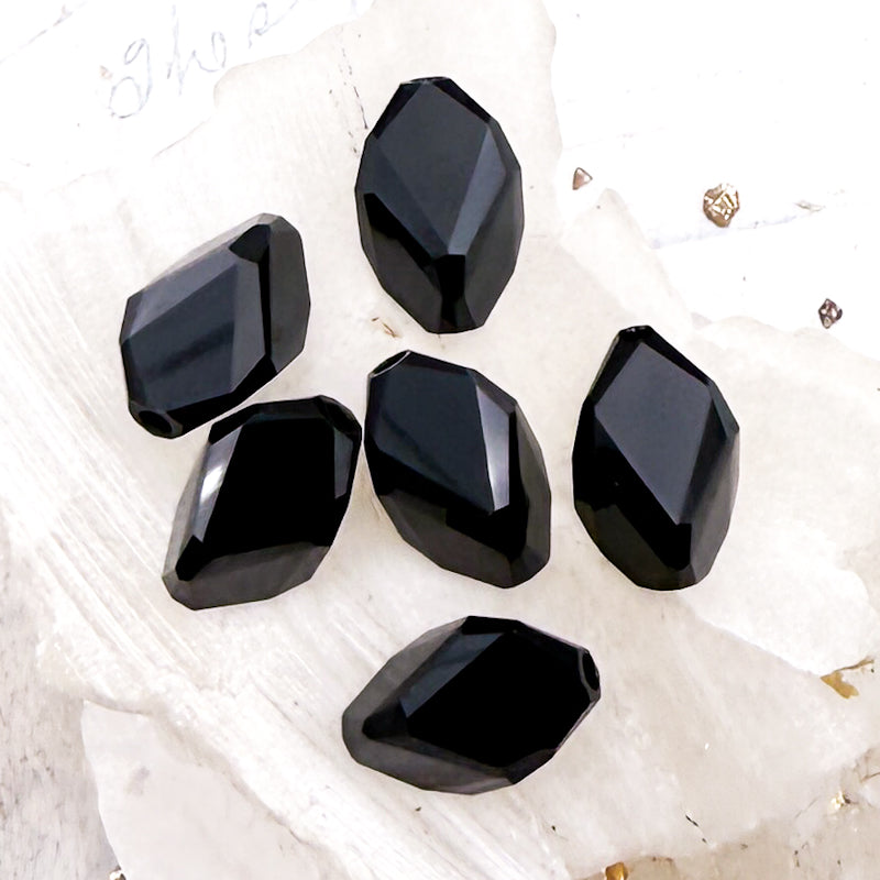 Pre-Order 12x8mm Jet Austrian Crystal Cubist Beads - 6pcs