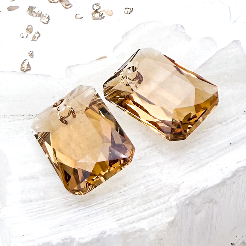 Pre-Order 16mm Austrian Crystal Light Colorado Topaz Emerald Cut Pendant - 2pcs