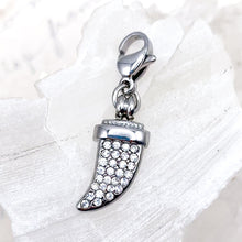 Load image into Gallery viewer, Rhinestone Pave Rhodium Tusk Charm with Lobster Clasp - Paris Find
