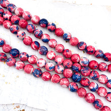 Load image into Gallery viewer, 8mm Berry Field Dyed Fossil Round Bead Strand
