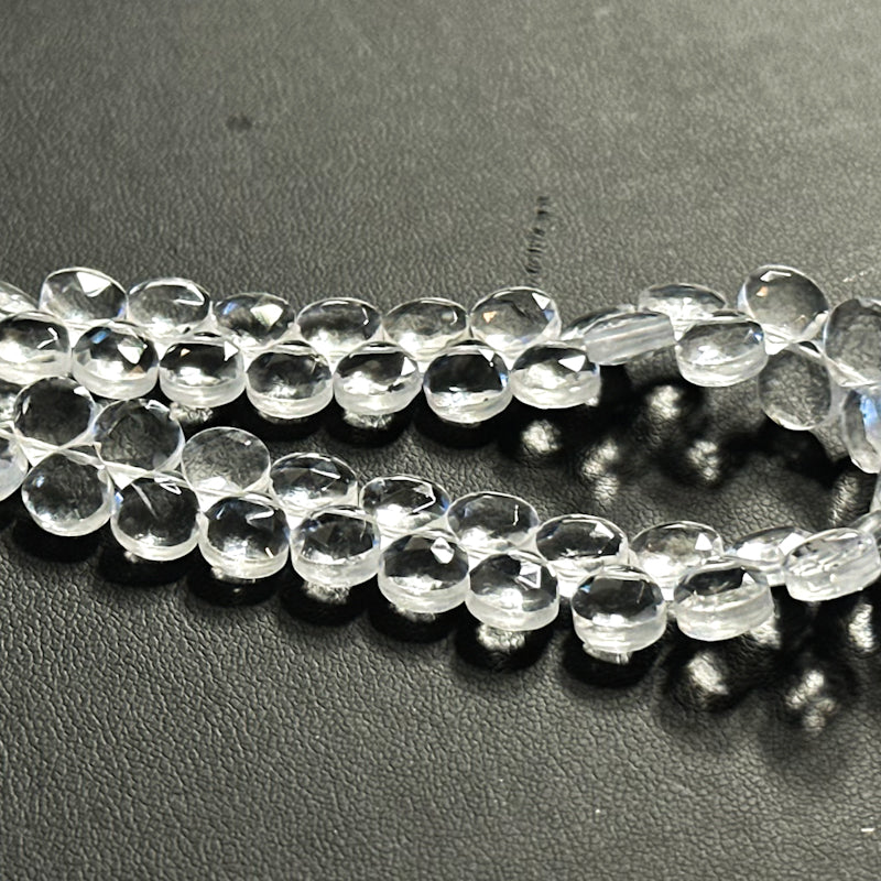 Clear Quartz Gemstone Teardrop Bead Strand