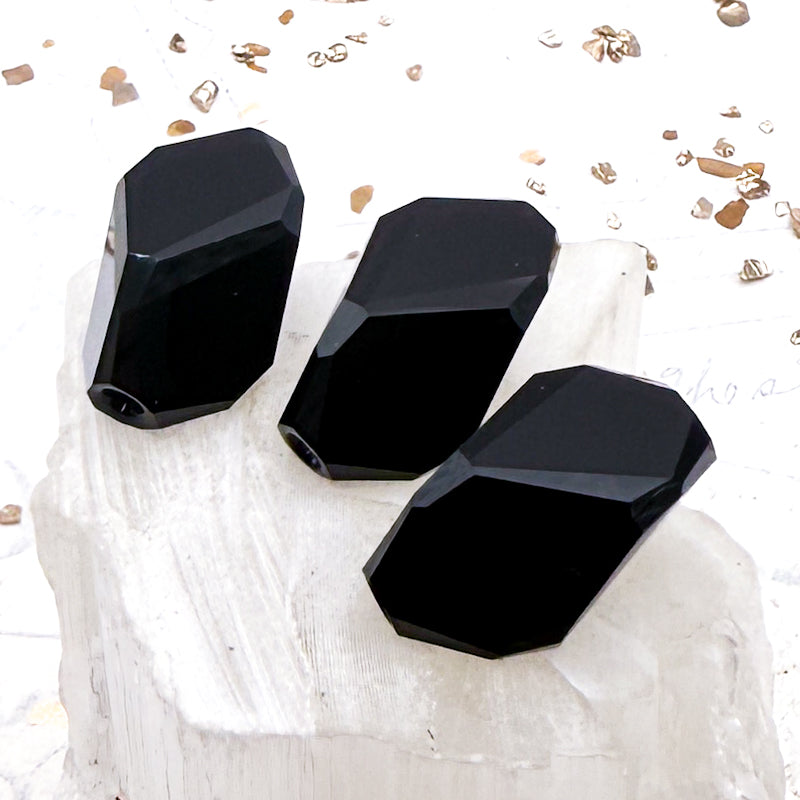 20x13.5mm Jet Austrian Crystal Cubist Beads - 3pcs