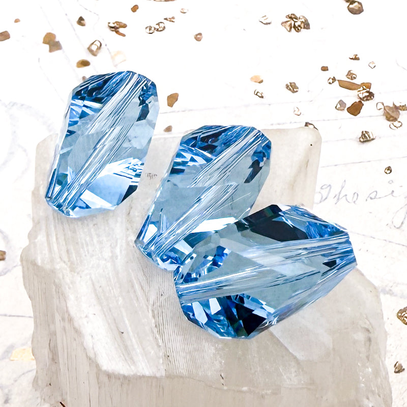 Pre-Order 20x13.5mm Aquamarine Austrian Crystal Cubist Beads - 3pcs