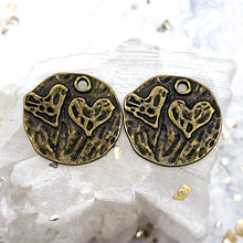 Load image into Gallery viewer, Antique Brass Love is in the Air Charm Pair
