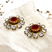 Load image into Gallery viewer, Gold-Plated Red Flower Pair - 2pcs
