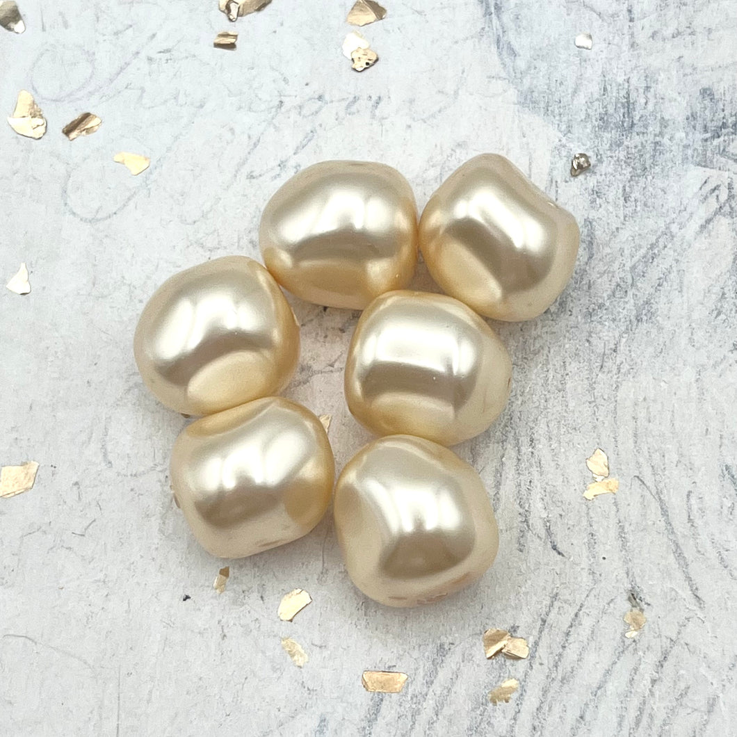 14mm Light Gold Pearls-6 pieces