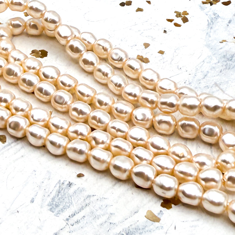 6mm Creamrose Premium Austrian Crystal Pearl Strand