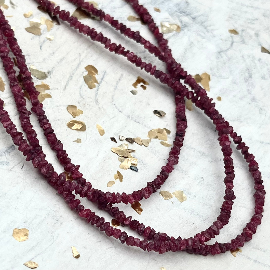 Pre-Order Magenta Faceted Rustic Diamond Bead Strand