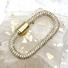 Load image into Gallery viewer, 16K Gold Plated Oval Clear Rhinestone Screw Carabiner Clasp
