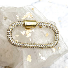 Load image into Gallery viewer, 16K Gold Plated Oval Clear Rhinestone Screw Carabiner Clasp
