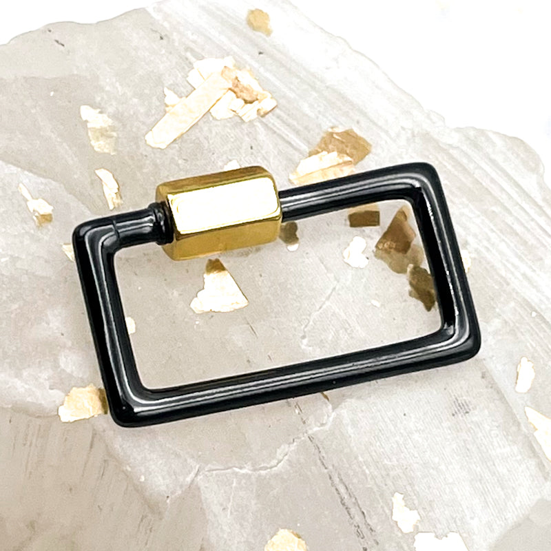 18K Gold Plated Gunmetal Rectangle Carabiner