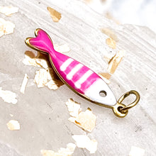 Load image into Gallery viewer, 18K Gold Plated Hot Pink Sardine Fish Charm
