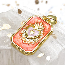 Load image into Gallery viewer, Golden &amp; Coral Sacred Heart Charm

