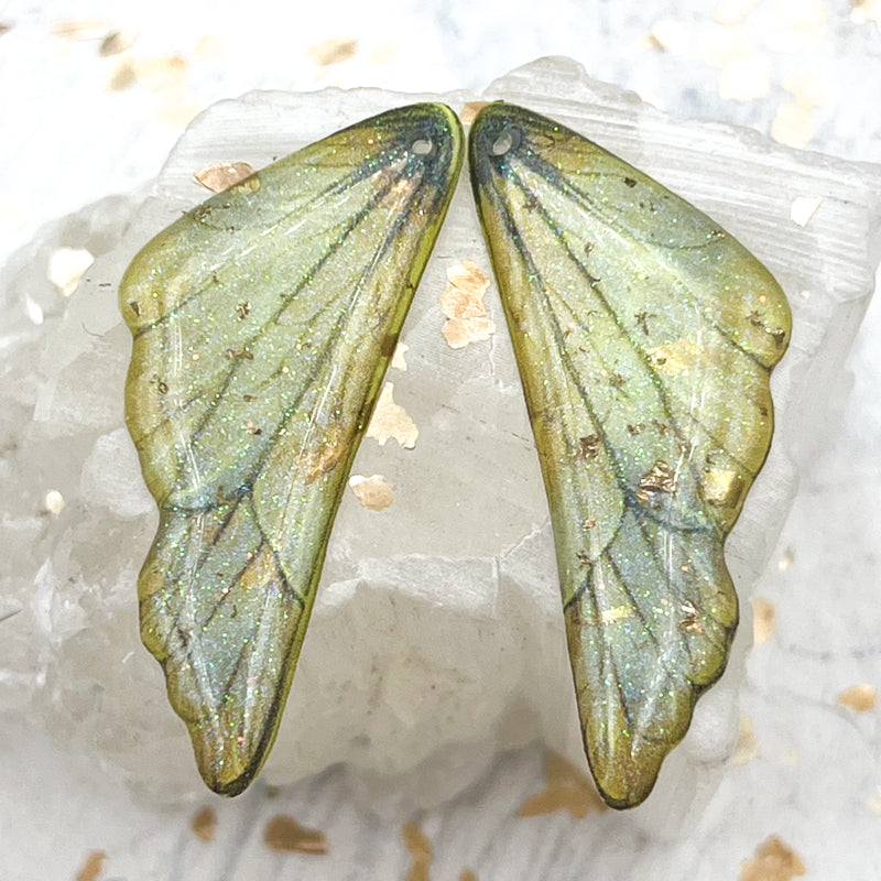 Yellow With Gold Foil Wings-2pcs
