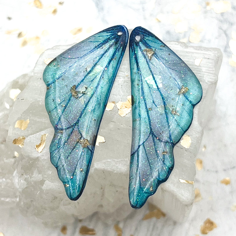 Light Sky Blue With Gold Foil Wings-2pc