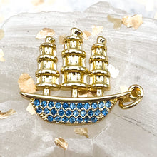 Load image into Gallery viewer, 18K Gold Plated Deep Blue Boat Pendant
