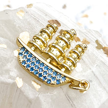 Load image into Gallery viewer, 18K Gold Plated Deep Blue Boat Pendant
