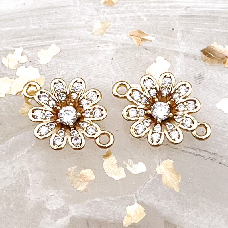 18K Gold Plated Flower Link Connector Pair