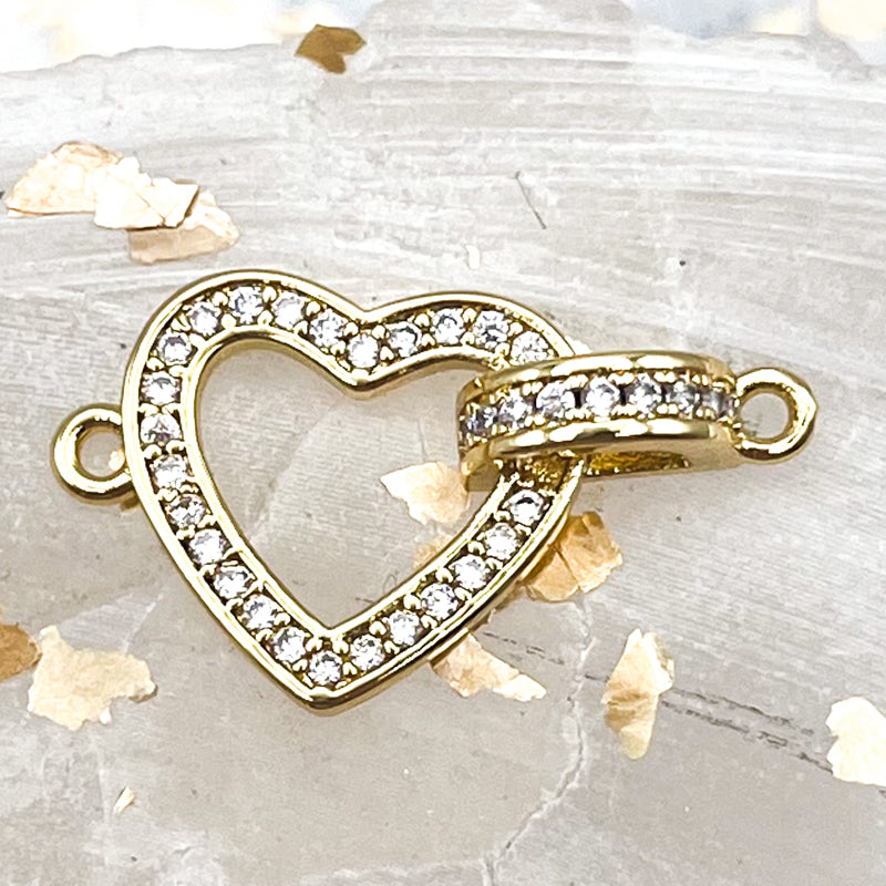 18K Gold Plated Heart W/D Connector