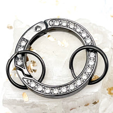 Load image into Gallery viewer, 34mm Gunmetal Black Round Diamond Carabiner Clip

