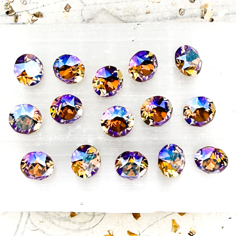 Vintage Rose with Blue AB Foiled Crystal Set - 15pcs