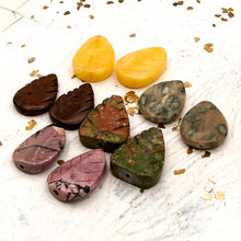 Load image into Gallery viewer, 2.0 Colored Carved Leaves Gemstone Bead Set-5 pairs
