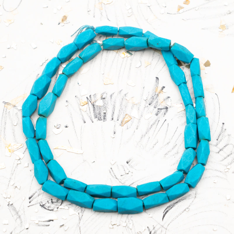 Bright Blue Faceted Afghan Bead Strand