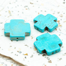 Load image into Gallery viewer, Turquoise Howlite Stone Cross Bead Set - 3 Pcs
