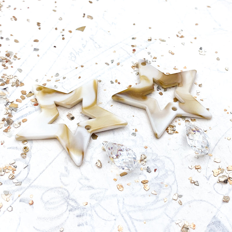 Brown and White Sparkling Star Earring Kit