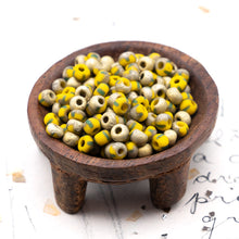 Load image into Gallery viewer, 6/0 Aged Yellow and Green Stripe with Etching Seed Beads
