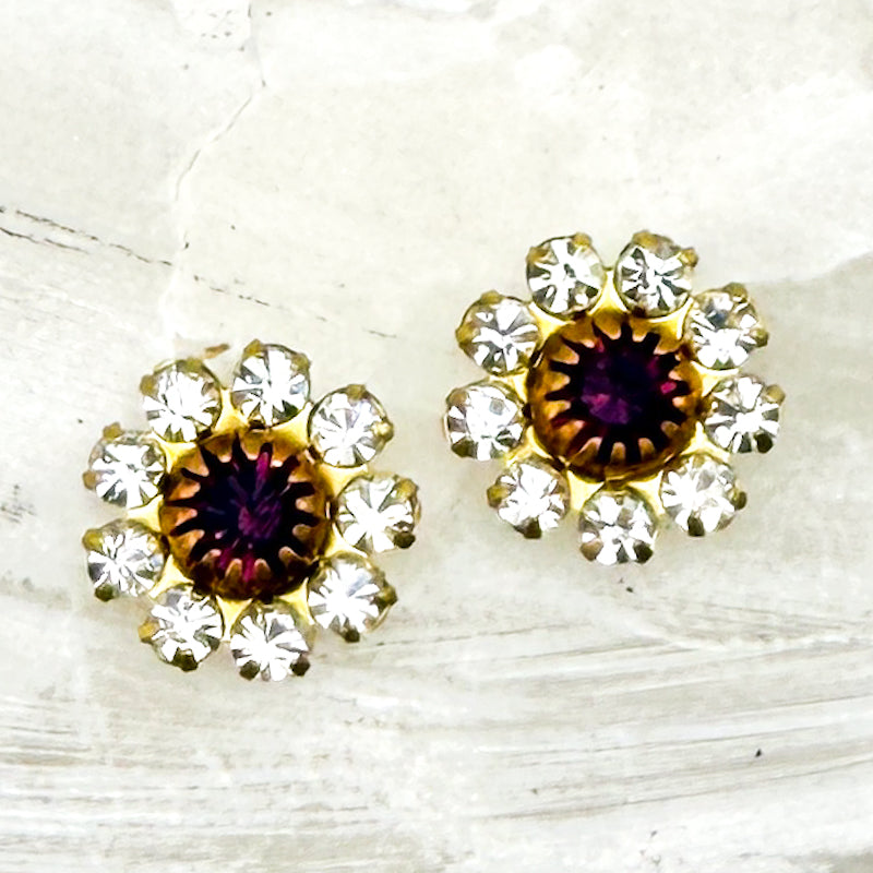 Gold-Plated Purple Flower Pair - 2pcs