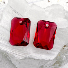 Load image into Gallery viewer, 16mm Austrian Crystal Scarlet Emerald Cut Pendant - 2pcs
